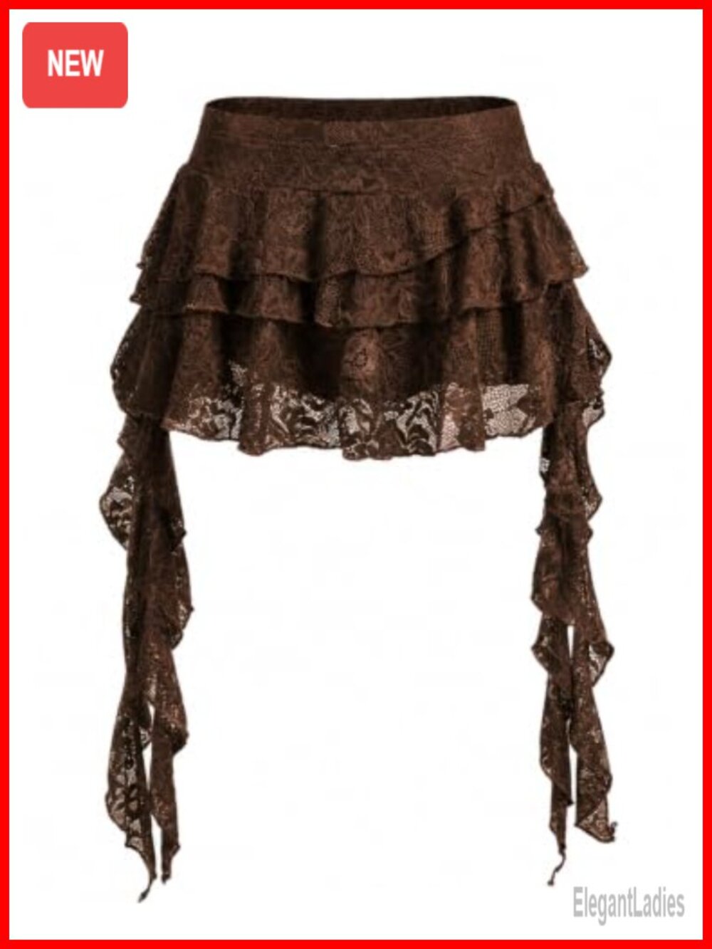 Women Lace Mini Skirt Y2K Ruffle Asymmetrical Pleated Tiered